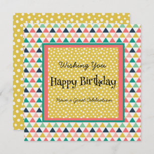 Modern Birthday Orange Teal Geometric Gold Dots