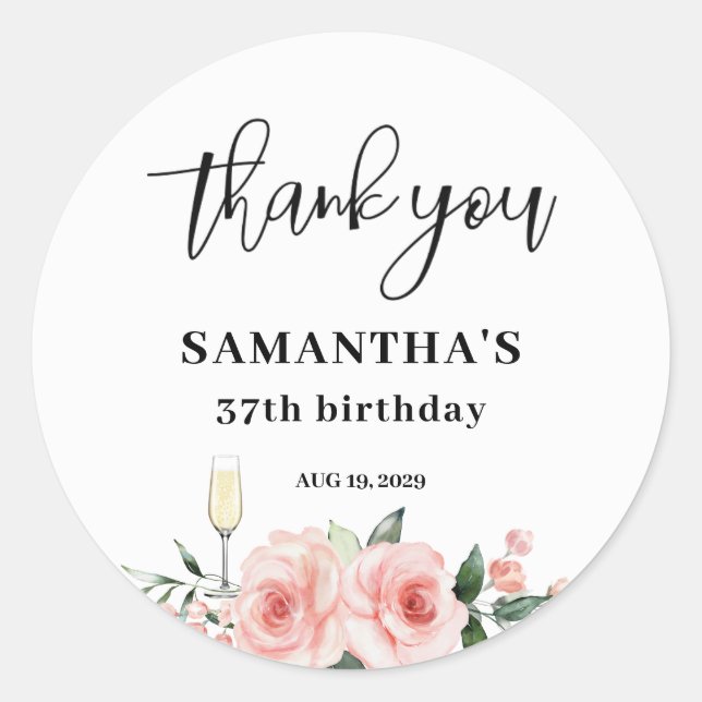 Modern Birthday Party   Classic Round Sticker (Front)