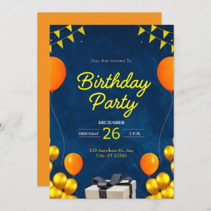 Modern Birthday Party  Invitation