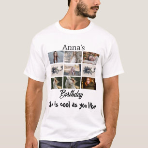 Modern Birthday personalized 9 Photo Collage T-Shirt
