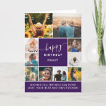Modern birthday purple 10 photo collage grid card<br><div class="desc">Modern simple birthday purple 10 photo collage grid with purple and grey editable colours and modern typography.</div>