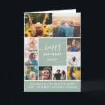 Modern birthday sage green 10 photo collage grid card<br><div class="desc">Modern simple birthday sage green10 photo collage grid with dusty blue editable colours and modern typography.</div>