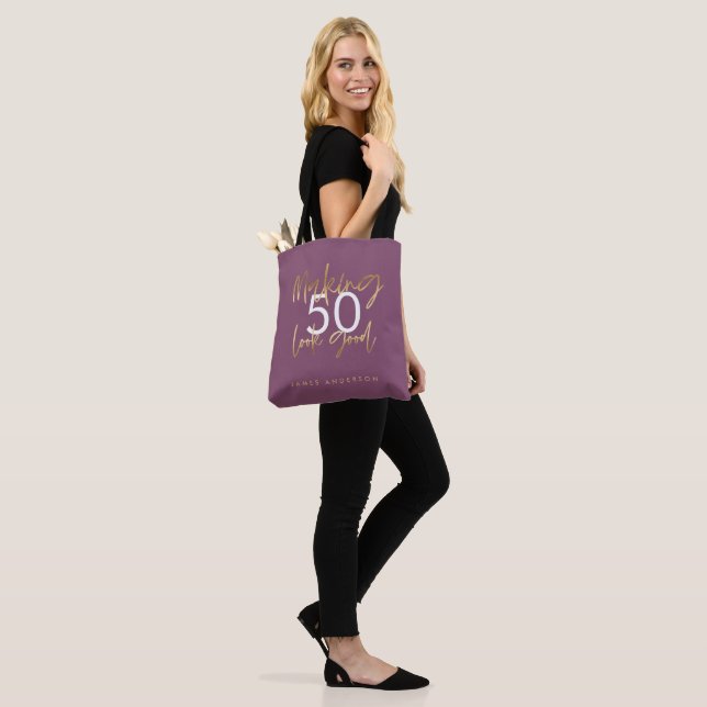 Modern birthday simple stylish elegant script tote bag (On Model)