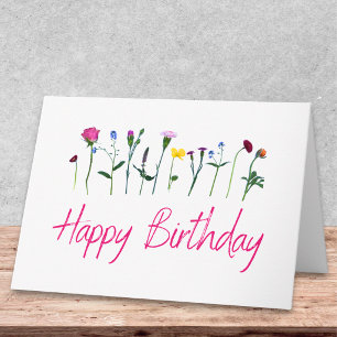 Modern Birthday Unique Botanical Flowers Card