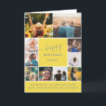 Modern birthday yellow grey 10 photo collage grid card<br><div class="desc">Modern simple birthday yellow gray10 photo collage grid with yellow editable colours and modern typography.</div>