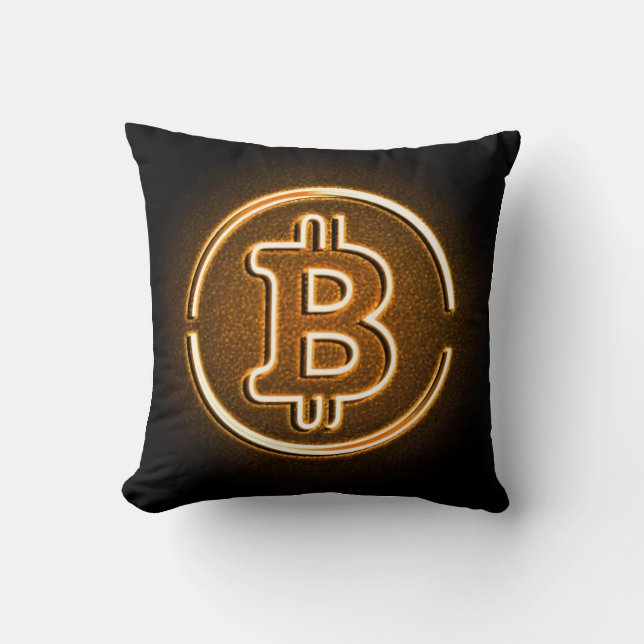 modern bitcoin pillow gift for trader (Front)