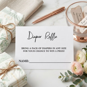 Modern Blach& White Baby Shower Diaper Raffle Enclosure Card