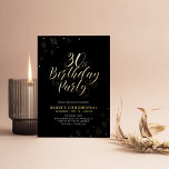 Modern Black 30th Birthday Party Real<br><div class="desc">Celebrate your special day with this stylish adult birthday party foil invitation. This design features a chic gold foil text "30th Birthday Party" with sparkle confetti and black background. You can choose the foil colour(Gold/ Silver/ Rose Gold). More designs and party supplies are available at my shop BaraBomDesign.</div>