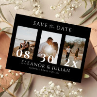 Modern Black 3 Photo Film Strip Save the Date
