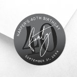 Modern Black 40th Birthday Party Classic Round Sticker<br><div class="desc">Modern Black and White 16th Birthday Hershey’s Kiss Sticker. Celebrate sixteen in style with this bold and contemporary round sticker designed to fit perfectly on the bottom of a Hershey’s Kiss. The design features a large black “16” with the word “Sixteen” layered over it in clean white script for a...</div>
