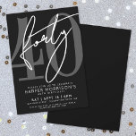 Modern Black 40th Birthday Party Invitation<br><div class="desc">Celebrate in style with this elegant yet modern 40th Birthday Party Invitation, perfect for marking a milestone in chic fashion. The design features a bold black background with a large “40” in grey at the top left for a sleek, contemporary look. The party details are arranged neatly at the bottom...</div>