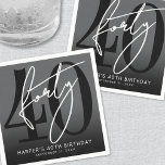 Modern Black 40th Birthday Party Napkin<br><div class="desc">Modern Black and White 40th Birthday Cocktail Napkin. Celebrate forty years in style with this bold and modern napkin design featuring a large black “40” that takes up most of the space, with a handwritten script-style white “Forty” layered over it for a sleek, contemporary look. At the bottom, there’s room...</div>