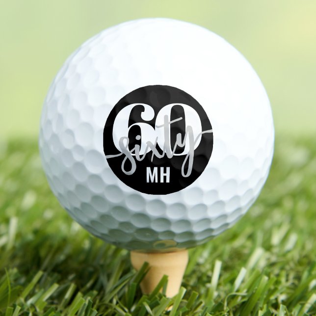 Modern Black 60th Birthday Golf Balls (Modern Black 60th Birthday Golf Balls)