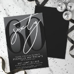 Modern Black 60th Birthday Party Invitation<br><div class="desc">Celebrate sixty years in style with this modern grey to black gradient 60th birthday party invitation. The design features a large black "60" across most of the card, with a handwritten script-style white "Sixty" layered over it for a bold, contemporary look. The party details sit neatly at the bottom in...</div>