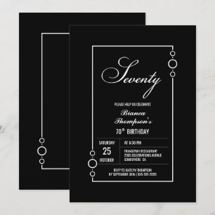 Modern Black 70th Birthday Party Invitation