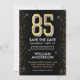 Modern Black 85th Birthday Save The Date