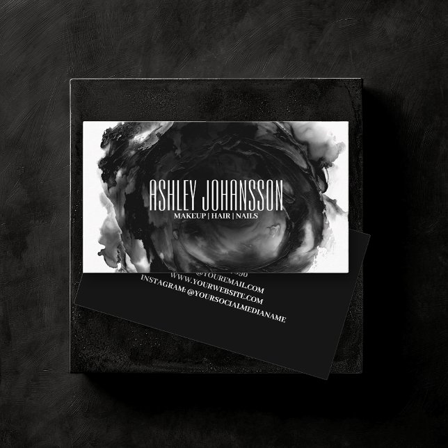 Modern Black Abstract Brush Stroke Artistic Trendy Business Card (Creator Uploaded)