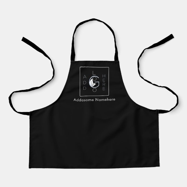 Modern Black Add Your Logo Business Marketing  Apron (Front)