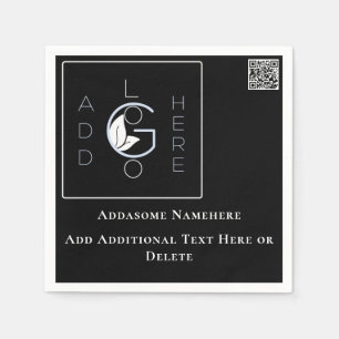 Modern Black Add Your Logo Business Marketing Napkin