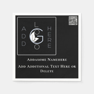 Modern Black Add Your Logo Business Marketing Napkin
