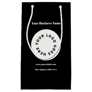 Modern Black Add Your Logo  Small Gift Bag