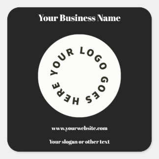 Modern Black Add Your Logo  Square Sticker