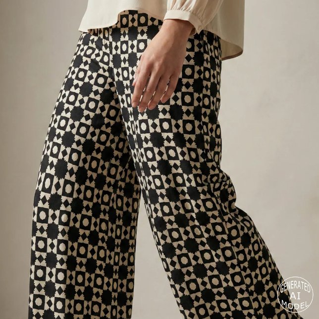 Modern Black And Beige Geometric Lattice Pattern Fabric (Creator Uploaded)