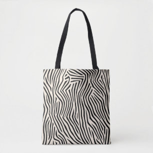 Modern Black and Beige Striped Tote Bag