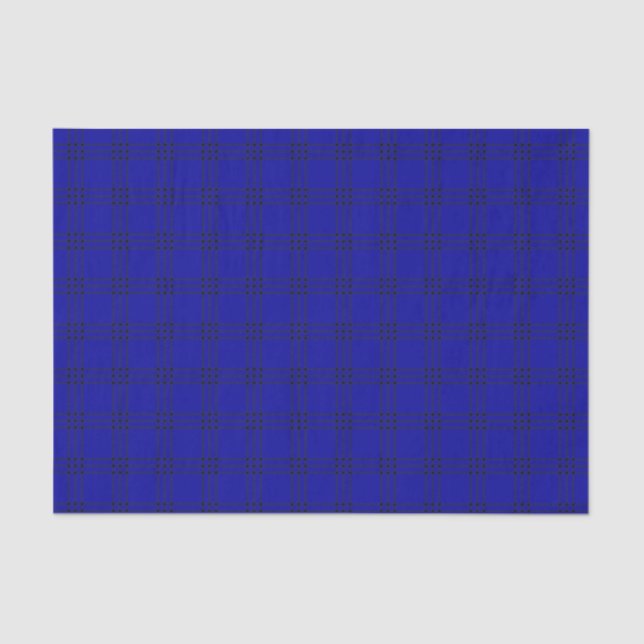 Modern Black and Blue Plaid Tissue Paper (Front)
