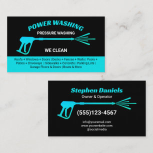 Modern Black and blue Pressure Washing Cleaning Business Card