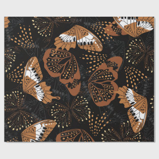 Modern Black and Brown Insect Print Wrapping Paper