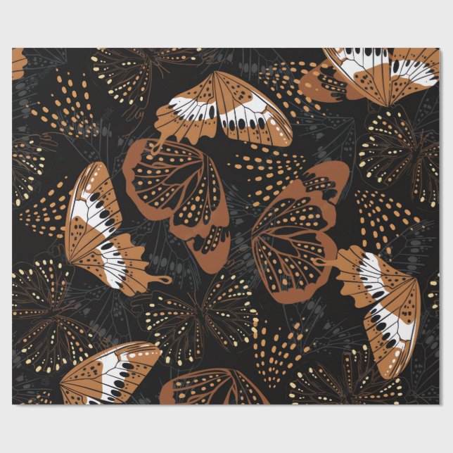Modern Black and Brown Insect Print Wrapping Paper (Flat)