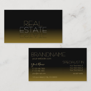 Modern Black and Brown Mirror Font Simply Stylish Business Card