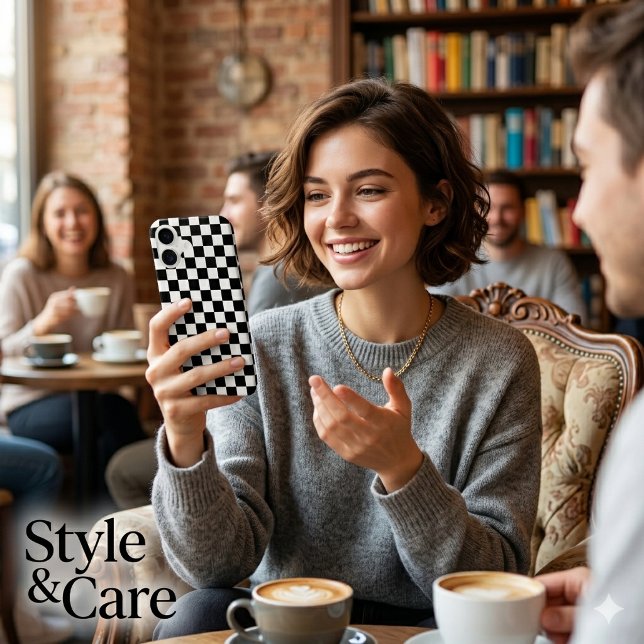 Modern Black and Classic White Square Box Pattern (Modern Black and Classic White Square Box Pattern iPhone 17 Case)