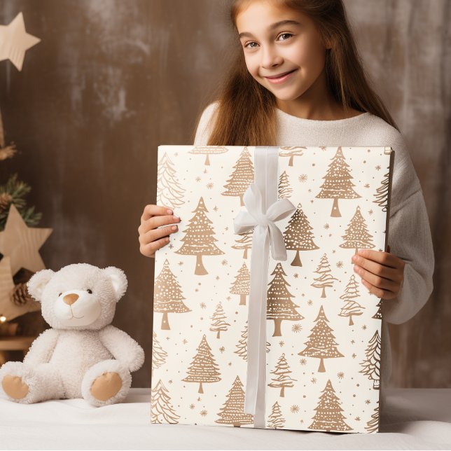 Modern Black And Cream  Christmas Tree Wrapping Paper (Creator Uploaded)