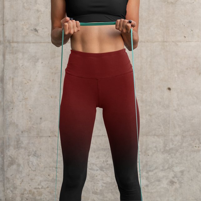 Modern Black and Dark Red Gradient Capri Leggings (Black and Dark Red Gradient Capri Leggings)