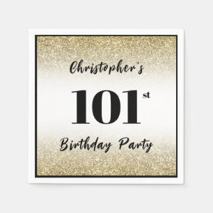Modern Black and Gold 101st Birthday Party Custom Napkin