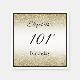Modern Black and Gold 101st Birthday Party Custom Napkin