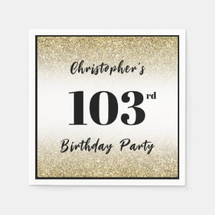 Modern Black and Gold 103rd Birthday Party Custom Napkin