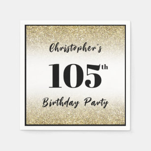 Modern Black and Gold 105th Birthday Party Custom  Napkin