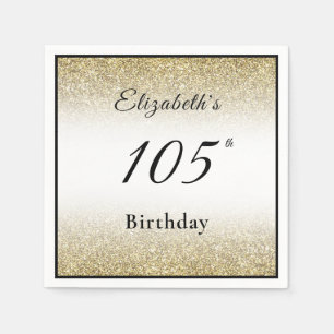 Modern Black and Gold 105th Birthday Party Custom  Napkin