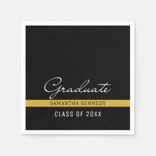 Modern Black and Gold 2025 Graduation Napkin