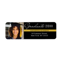 Modern Black and Gold 2025 Graduation Photo 