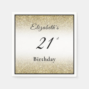 Modern Black and Gold 21st Birthday Party Custom  Napkin