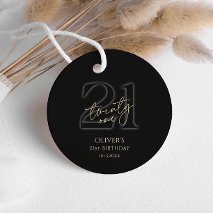 Modern Black and Gold 21st Birthday Party Favour Tags
