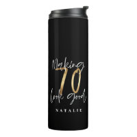Modern black and gold 70th birthday stylish