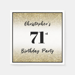 Modern Black and Gold 71st Birthday Party Custom Napkin