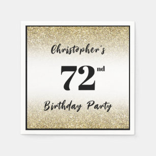 Modern Black and Gold 72nd Birthday Party Custom Napkin