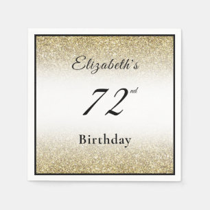 Modern Black and Gold 72nd Birthday Party Custom Napkin