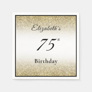 Modern Black and Gold 75th Birthday Party Custom Napkin